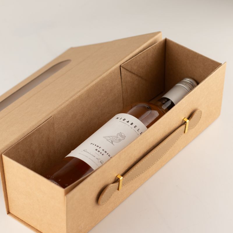 Faltbare Geschenkbox - Weinbox-Form (33,5x10x10,5 cm) - Brown Craft
