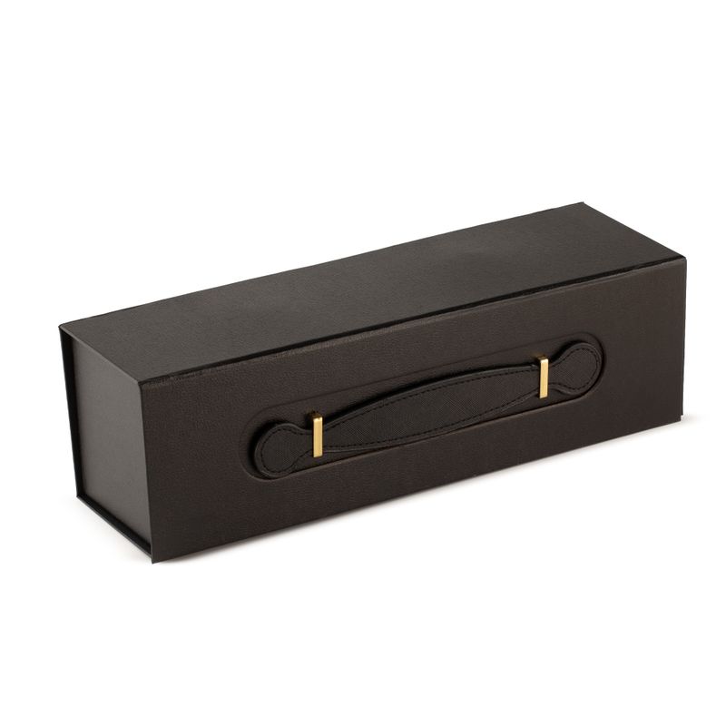 Flach verpackte Geschenkbox - Weinbox-Form (33,5 x 10 x 10,5 cm) - Schwarz