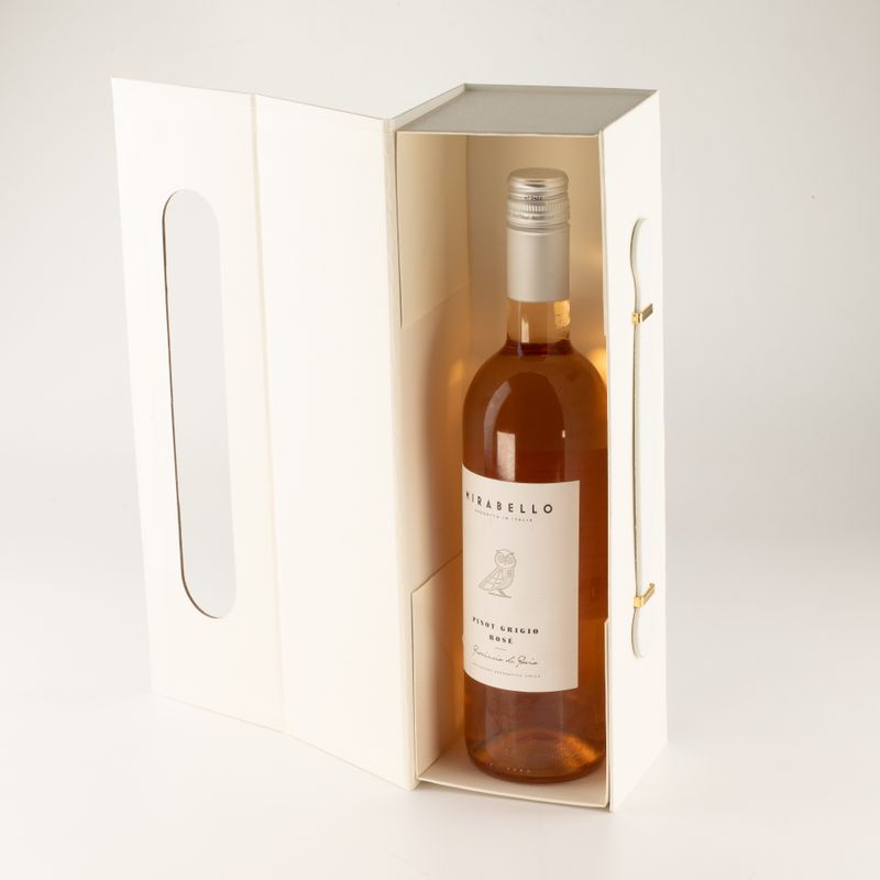 Flach verpackte Geschenkbox - Weinbox-Form (33,5×10×10,5 cm) - Weiß