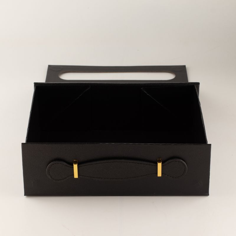 Flach verpackte Geschenkbox - Medium-Geschenkkorb (24x18,2x8 cm) - Schwarz