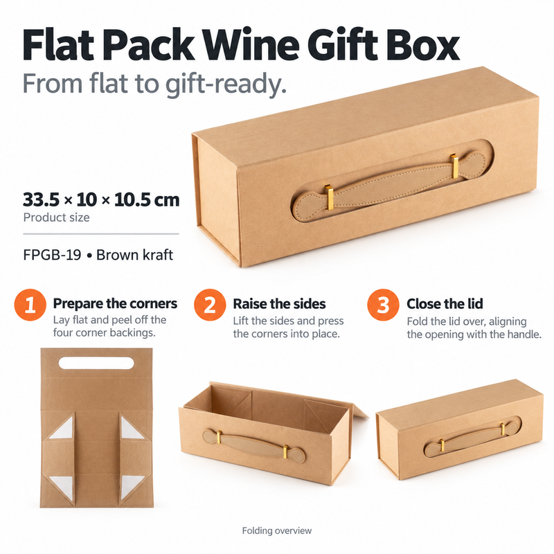 Flach verpackte Geschenkbox - Weinbox-Form (33,5×10×10,5 cm) - Weiß