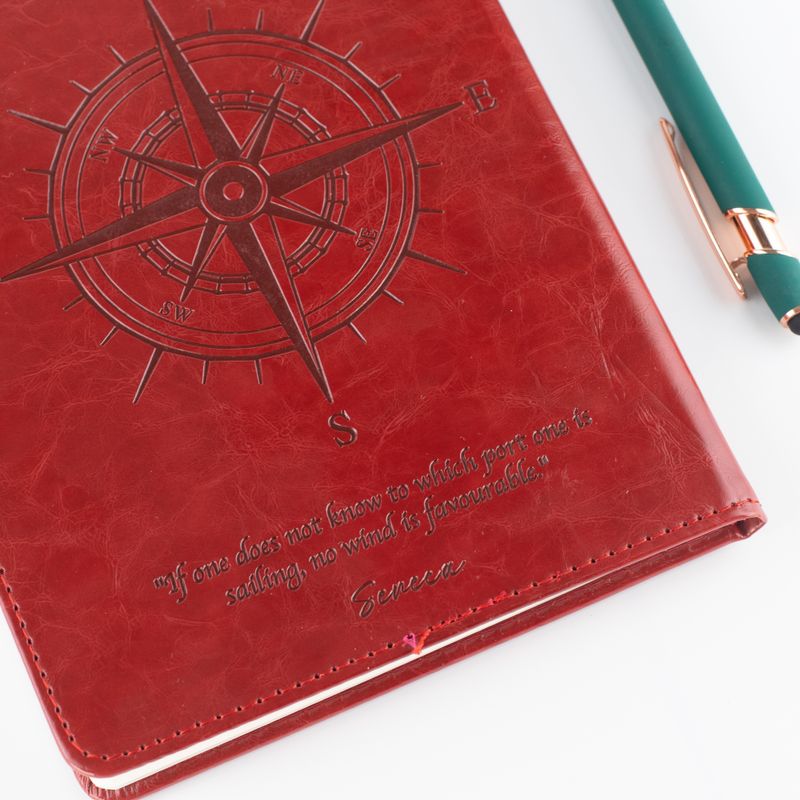 Intention Notizbuch - LCD-Wischbildschirm - Rote Lederoptik - Messingblatt - 80 Blätter