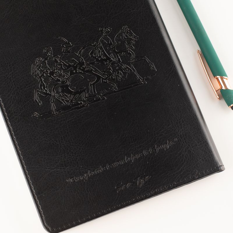Intention Notizbuch - LCD-Wipe Bildschirm - schwarze Lederoptik - Messingblatt - 80 Blätter