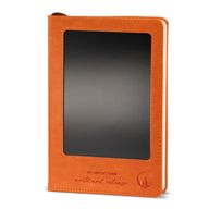 Intention Notizbuch - LCD-Wischbildschirm - Orange Lederoptik - Messingblatt-Optik - 80 Blätter