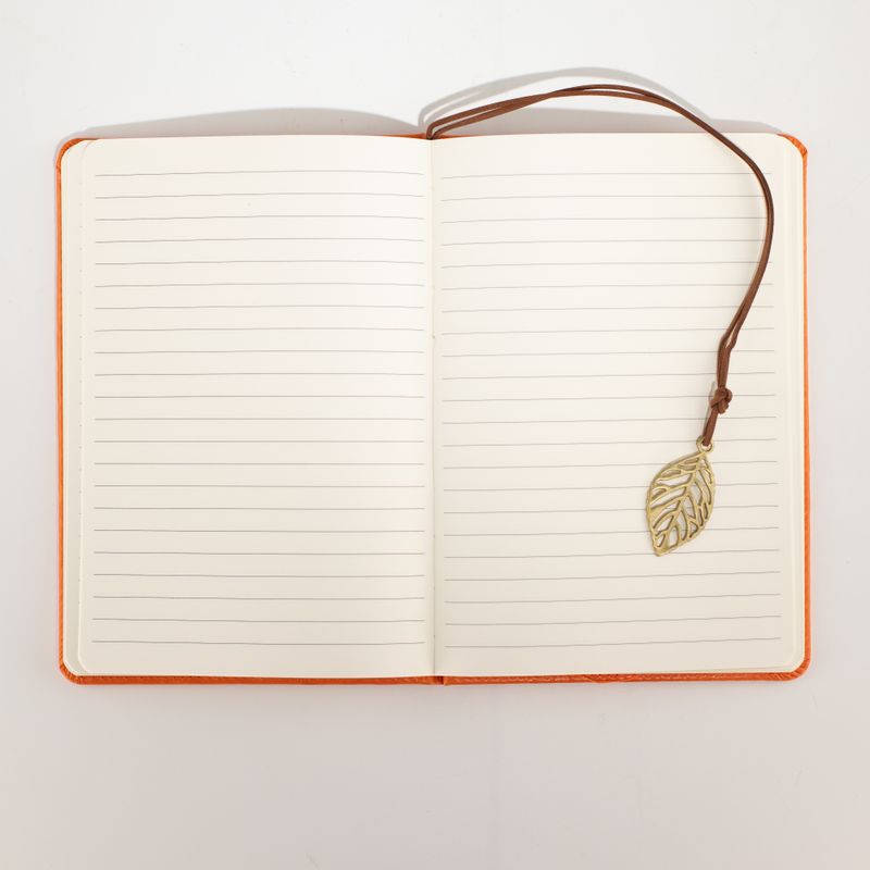 Intention Notizbuch - LCD-Wischbildschirm - Orange Lederoptik - Messingblatt-Optik - 80 Blätter