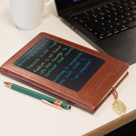 A5 Intention-Notizbuch - LCD-Wischbildschirm - Braunleder-Optik - 80 Blätter