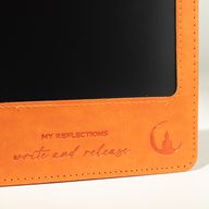 A5 Intention-Notizbuch - LCD-Bildschirm-Reinigungstuch - Orange Lederoptik - 80 Seiten
