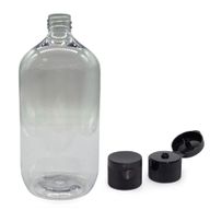 1000ml Boston-Flasche aus klarem Kunststoff mit Klappdeckel 28mm