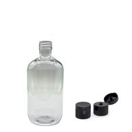 250 ml Boston-Flasche aus klarem Kunststoff mit Klappdeckel 28 mm
