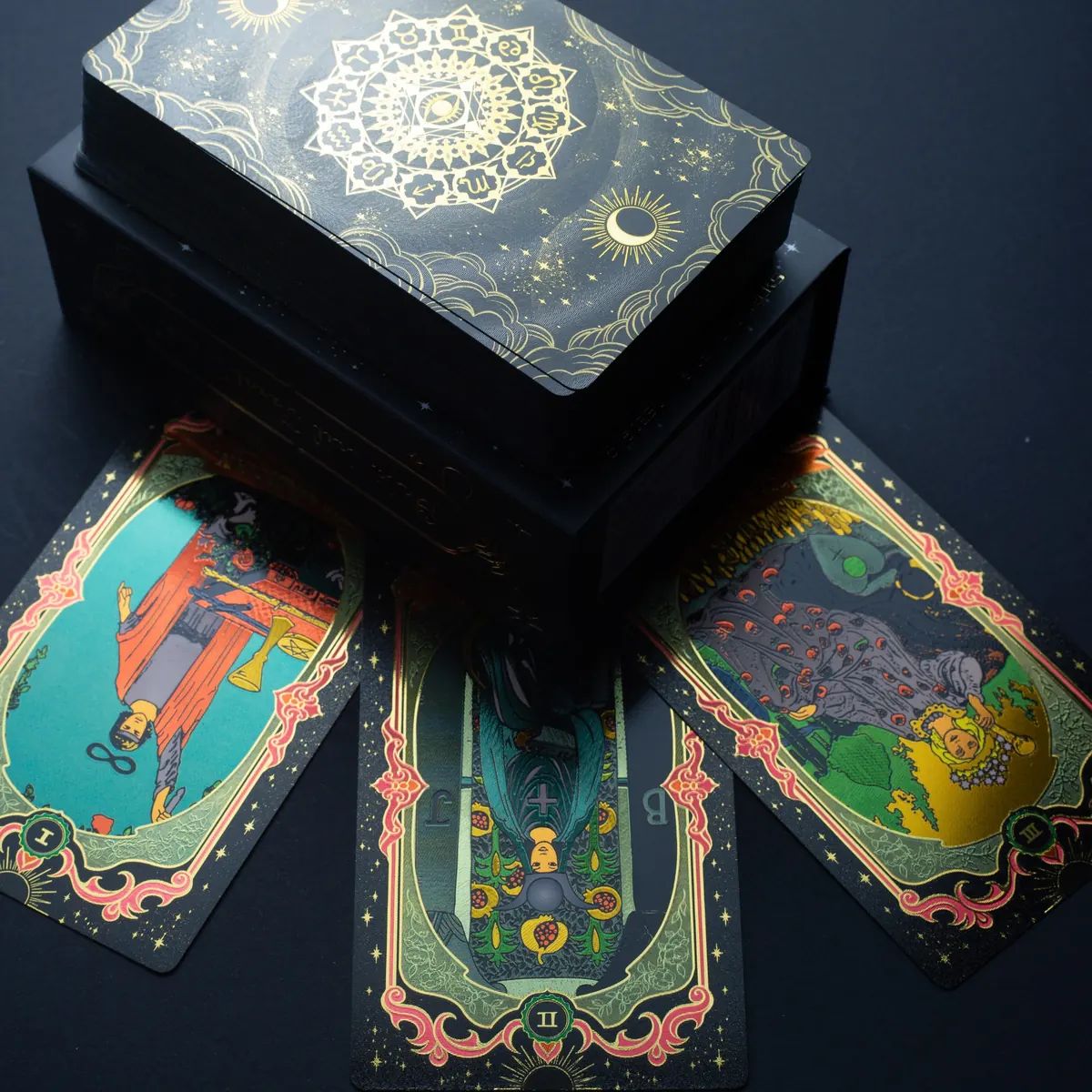 Tarot deck in hand