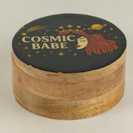 Runde emaillierte Dose – Cosmic Babe