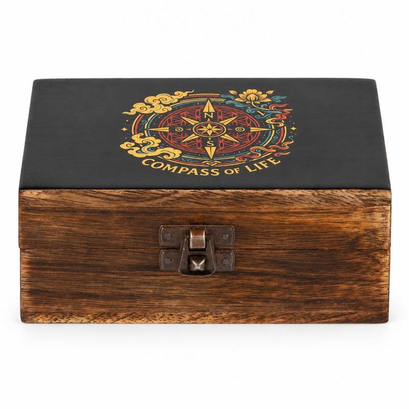 Mittlere emaillierte Box – Kompass des Lebens