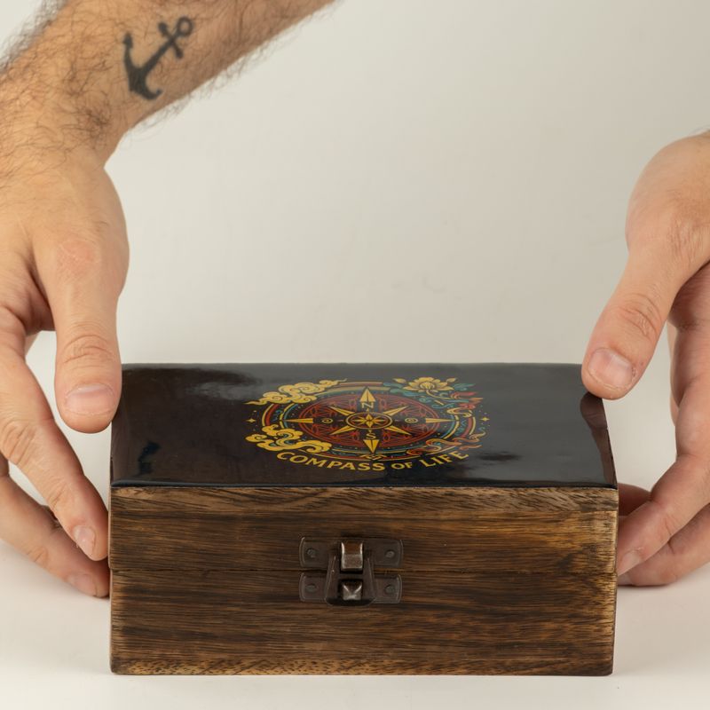 Mittlere emaillierte Box – Kompass des Lebens
