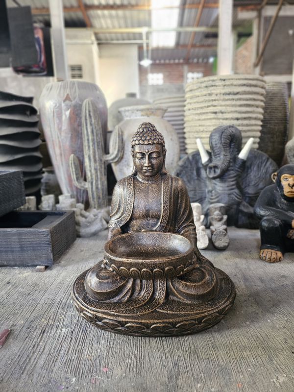 Großer sitzender Buddha mit Schale 80 cm