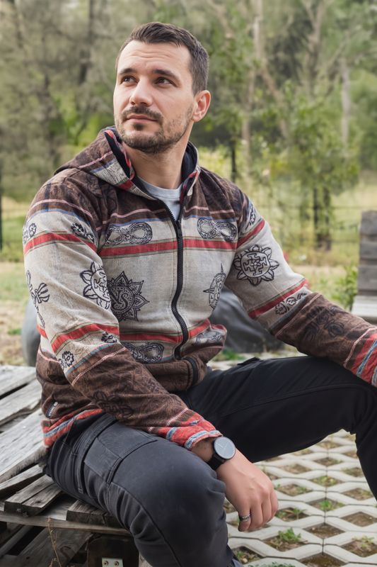 Größe M – Nomad Sari Himalayan Soul Jacke – Mantra-Grün