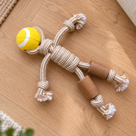 PAW Haustierspielzeug – Kauspielzeug aus Kaffeebaumholz – Rope Ranger – Ball