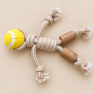 PAW Haustierspielzeug – Kauspielzeug aus Kaffeebaumholz – Rope Ranger – Ball