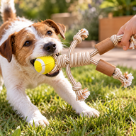 PAW Haustierspielzeug – Kauspielzeug aus Kaffeebaumholz – Rope Ranger – Ball