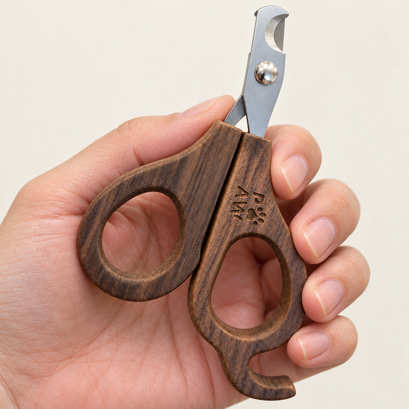 PAW Pflegezubehör – Halbkreis-Nagelknipser – Walnussholz – Edelstahl (304)