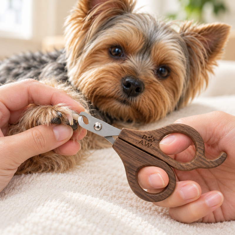 PAW Pflegezubehör – Halbkreis-Nagelknipser – Walnussholz – Edelstahl (304)