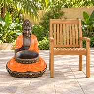 Großer sitzender Buddha aus Terrakotta & Stein mit Schale, 80 cm