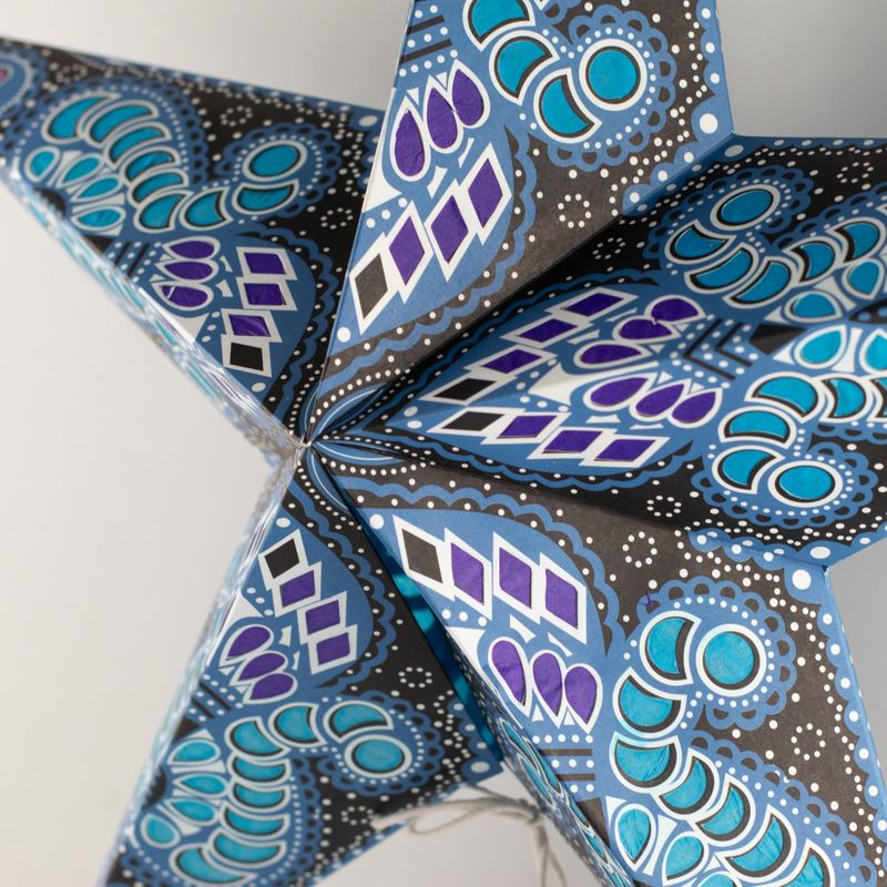 Sternlampe – Pfau, Lila & Petrol, fünfzackig – 60 cm