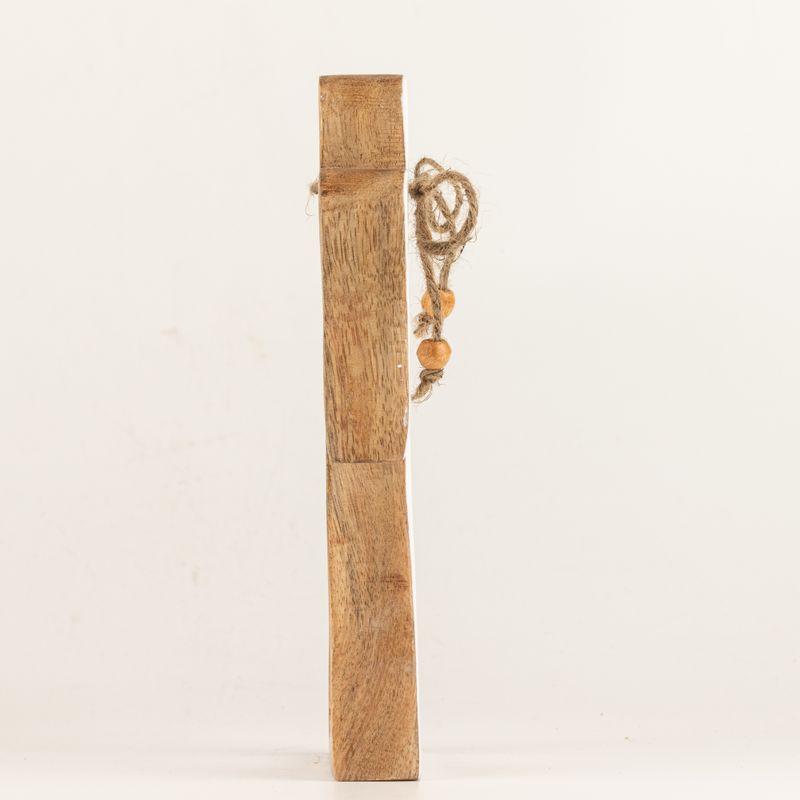 Engel-Figur „Halo“ aus Mangoholz, mittel – weiß emailliert
