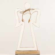 Großer Schutzengel aus Mangoholz mit Heiligenschein – Weiß emailliert