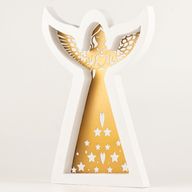 Engel aus Mangoholz – geweißt mit dekorativem Eisenausschnitt – 39cm