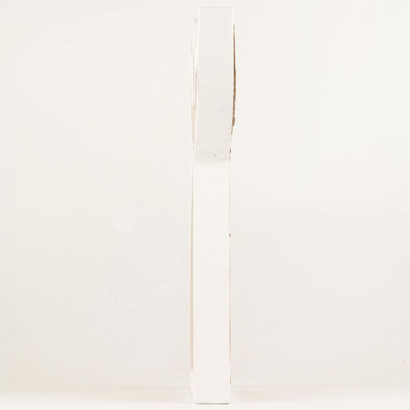 Engel aus Mangoholz – geweißt mit dekorativem Eisenausschnitt – 39cm
