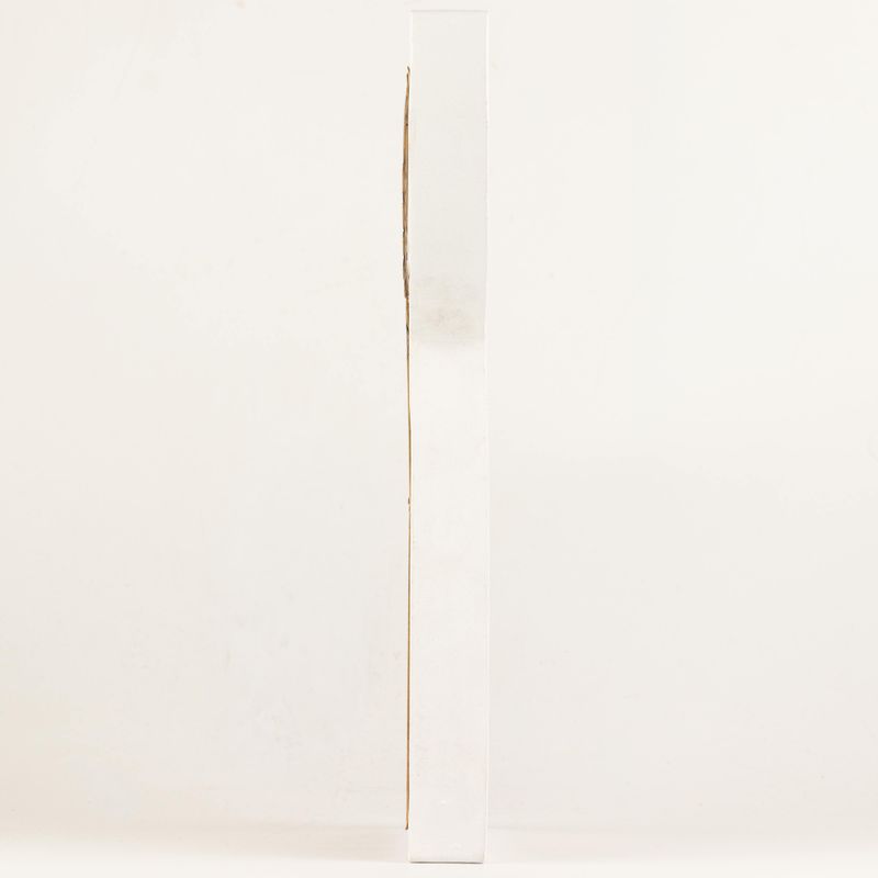 Engel aus Mangoholz – geweißt mit dekorativem Eisenausschnitt – 39cm