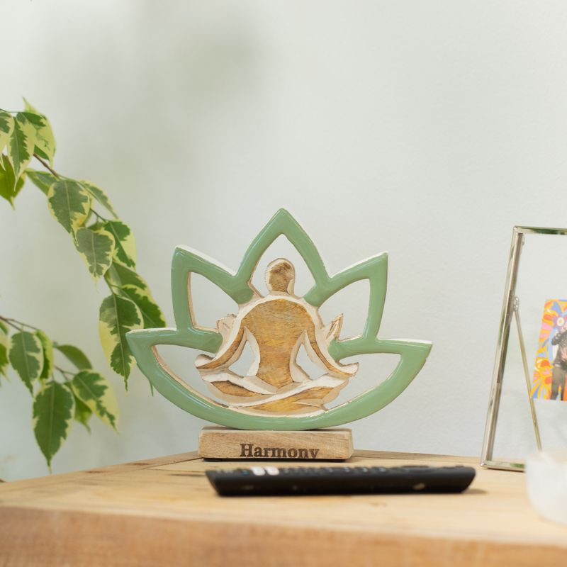 Yoga-Figur aus Holz – Lotusblüte – Salbei – Harmonie