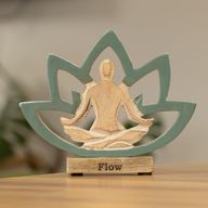 Yoga-Figur aus Holz – Lotusblüte – Petrol – Flow