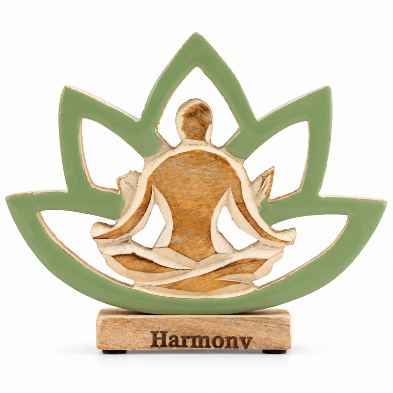 Yoga-Figur aus Holz – Lotusblüte – Salbei – Harmonie
