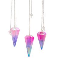Sechsseitiges Pendel – Aurora-Kristall in Pink und Blau
