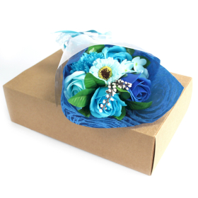 Seifenblumenbouquet in Schachtel- blau