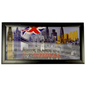 Ikonisches 3D-Bild 23x50cm - London & Flag