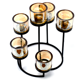 Kerzenhalter aus Eisen - 6 Tassen Kreis Baum
