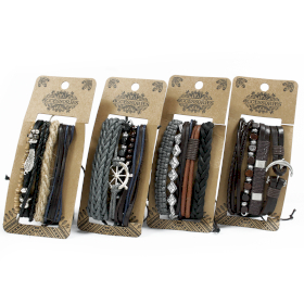 8x Herren Armband Sets - Metal & Leder (verschiedene)