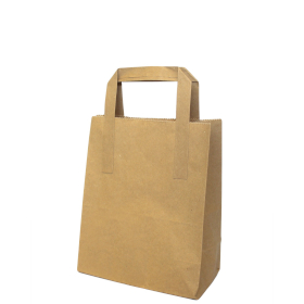 250x Große Kraftpapiertüte - Flache Griffe (260 x 165 x 300 mm)