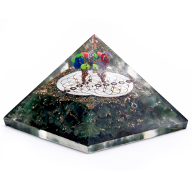 Orgonite Pyramide - Green Acewnturine nd Flower of Life - 70 mm