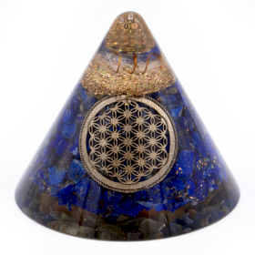 Orgonitkegel - Lapis Flower of Life - Suspended Quartz - 90 mm