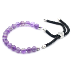 925 Versilbert Edelstein Schnurarmband  - Amethyst