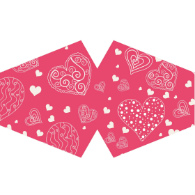 3x Wiederverwendbare modische Schutzmaske-  Pink mit Herzen (Erwachsene)