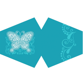 3x Wiederverwendbare modische Schutzmaske - Hellblau mit Schmetterlingen  (Erwachsene)