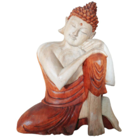 Handgeschnitzte Buddhastatue - 30cm Denkend