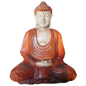 Handgeschnitzte Buddhastatue - 30cm Hände im Schoß