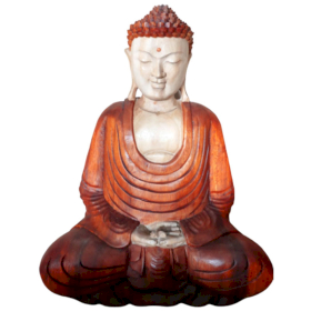 Handgeschnitzte Buddhastatue - 40cm Hände im Schoß