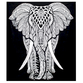 B&W Doppelte Tagesdecke aus Baumwolle / Wandbehang - Elephant