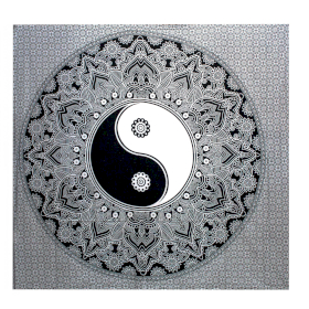 B&W Doppelte Tagesdecke aus Baumwolle / Wandbehang - Ying yang